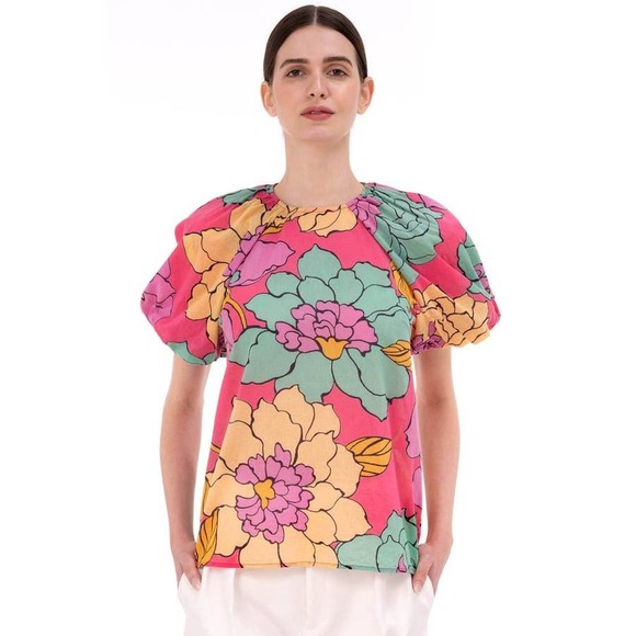 Banjanan Tops - Banjanan Santos Dramatic Sleeve Top in Goodlife Peach M